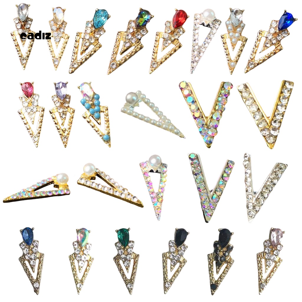 Bộ 20 Đá Đính Trang Trí Móng Tay Hình Chữ V Chống Rơi