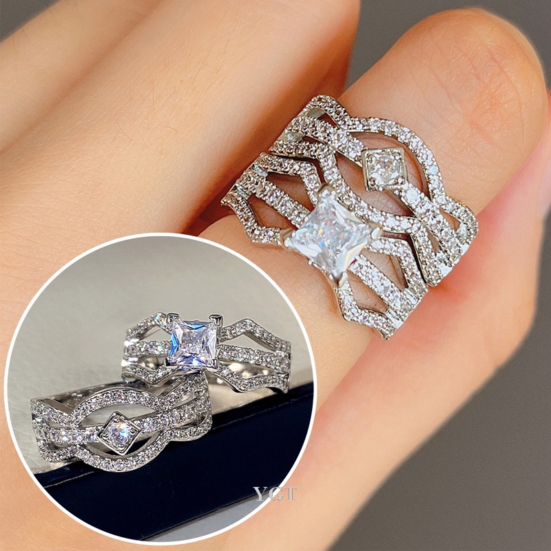 Ygt Set 2 Nhẫn Đính Đá Zircon Sang Trọng Thời Trang Cho Nữ