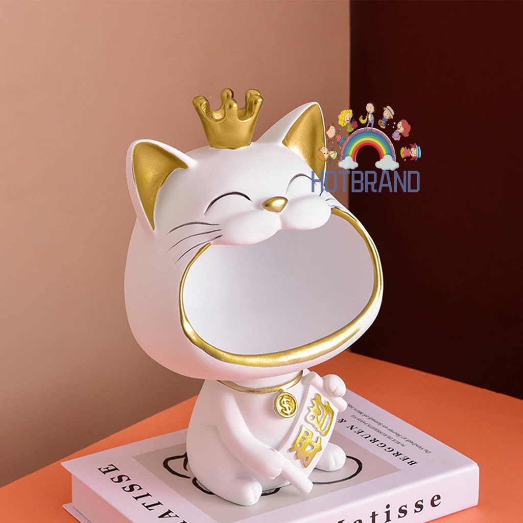 Tượng Mèo May Mắn Bằng Nhựa Resin Hiện Đại Trang Trí Nhà Cửa