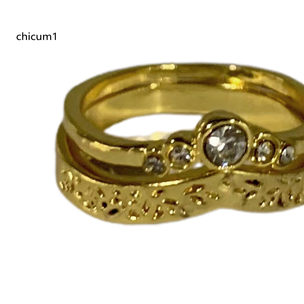 Nhẫn Đính Hôn Thời Trang Đính Kim Cương Giả Hình Chữ V Cho Nữ