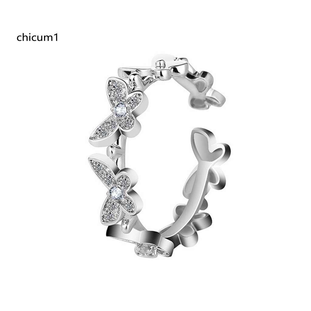 Nhẫn Hợp Kim Hình Bướm Đính Đá Xinh Xắn Cho Nữ