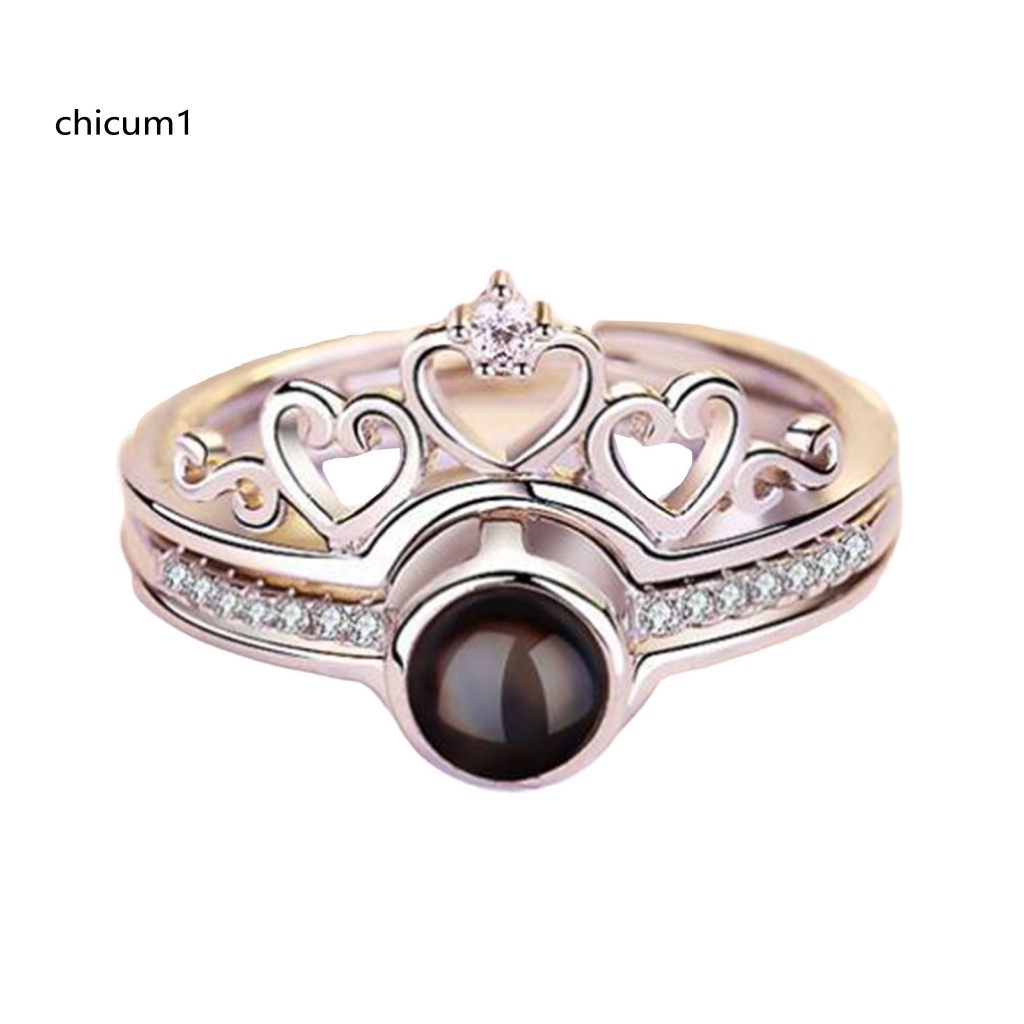 Set 2 Nhẫn Trái Tim Hai Trong Một Lấp Lánh