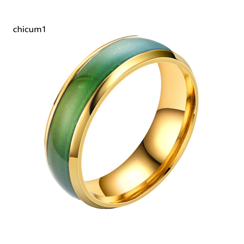 Cc Nhẫn Cặp Đôi Cảm Biến Nhiệt Độ Mạ Điện Không Dị Ứng Quà Tặng Kỷ Niệm Không Phai Màu Sắc Theo Tâm Trạng Cổ Điển Cho
