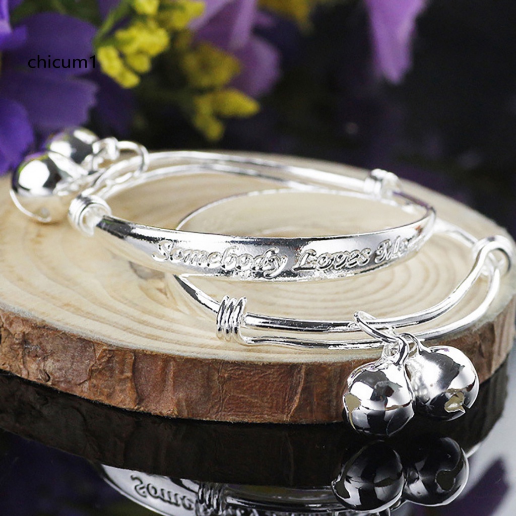 Set 2 Vòng Tay Mạ Bạc Đính Chuông Xinh Xắn Cho Bé