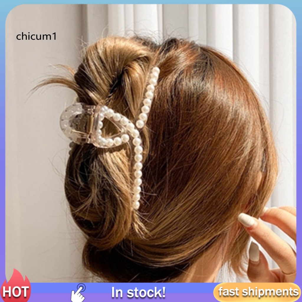 Kẹp Tóc Càng Cua Đính Ngọc Trai Giả Kích Thước Lớn Cho Nữ