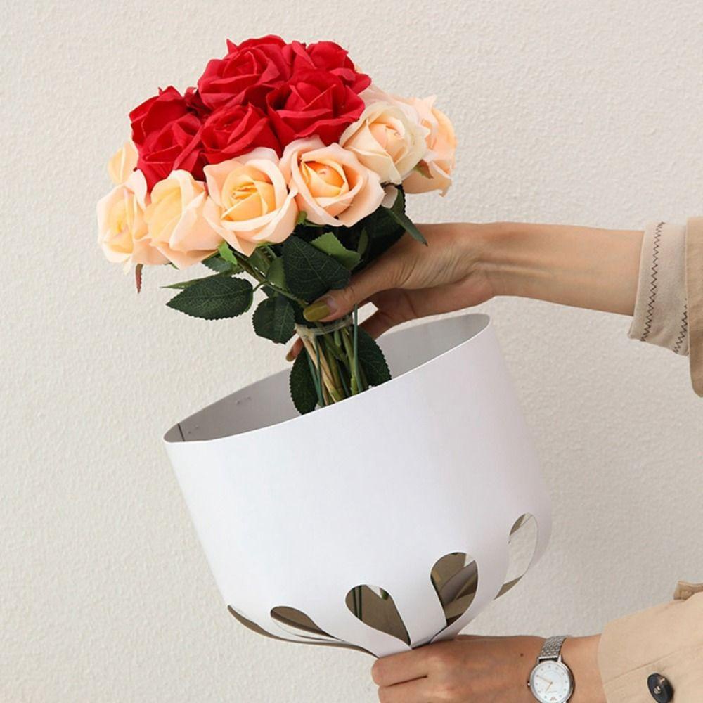 AVALENTINE Bộ 10 Bó Hoa Bằng Giấy Kraft Hình Tròn Thông Dụng Chống Nước Dùng Trang Trí Giáng Sinh