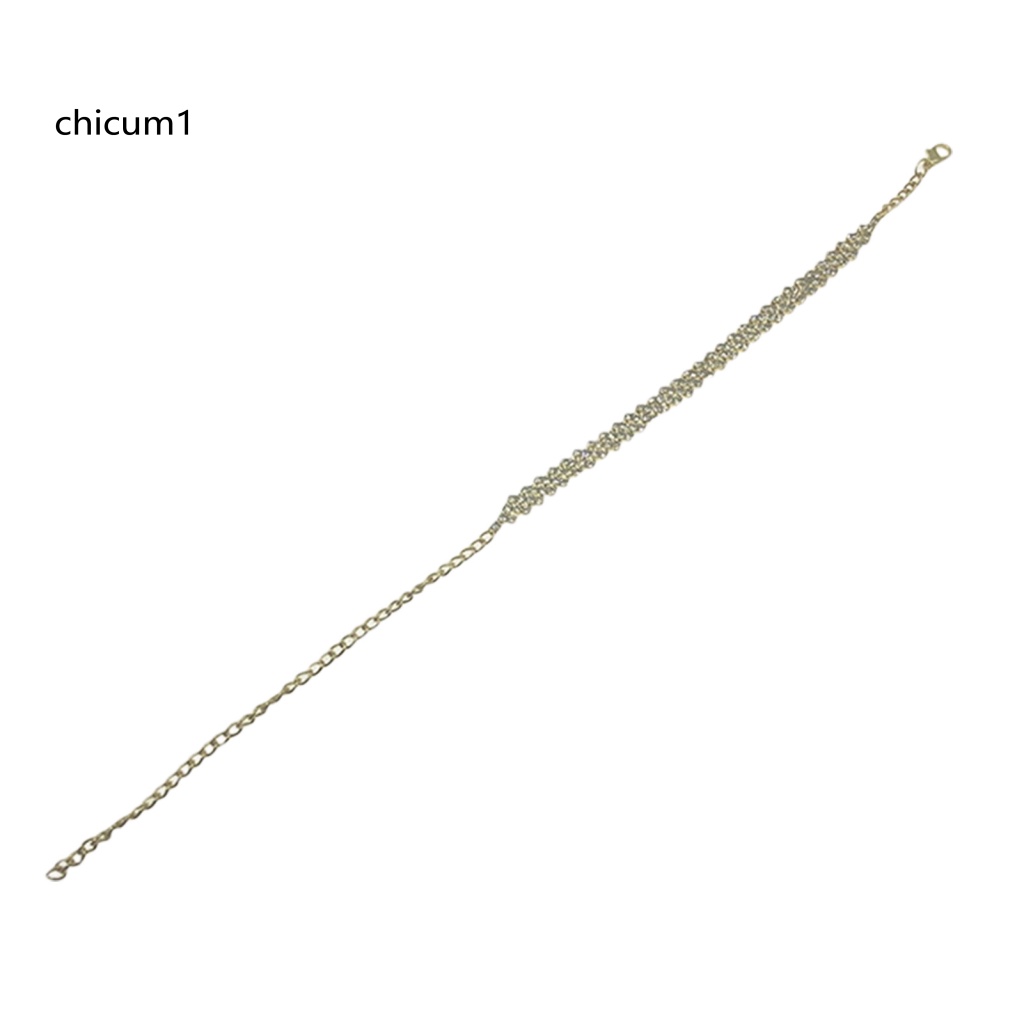 1 Lắc Chân Dây Xích Co Giãn Đính Đá Lấp Lánh Có Thể Điều Chỉnh Trang Trí Thời Trang Dành Cho Nữ