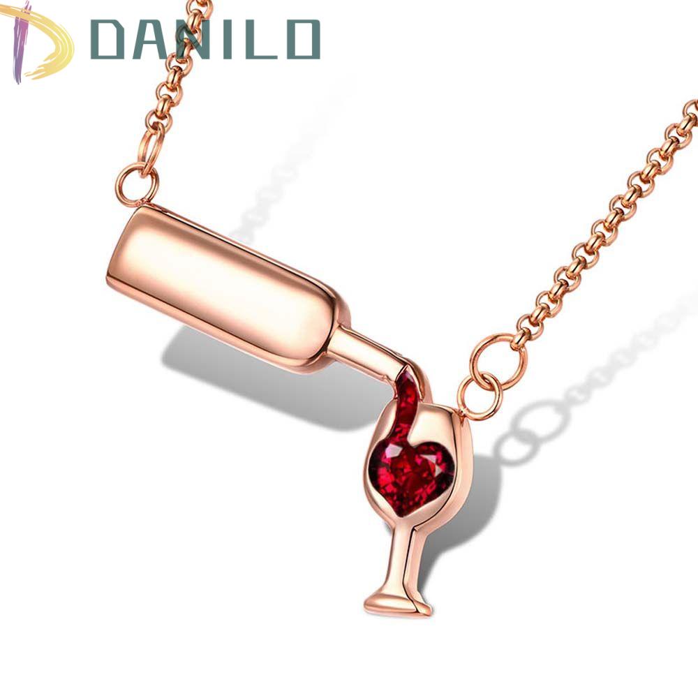 DANILO Vòng cổ Hợp Kim Mặt Hình Chai Thủy Tinh Màu Bạc Thời Trang Cho Nữ