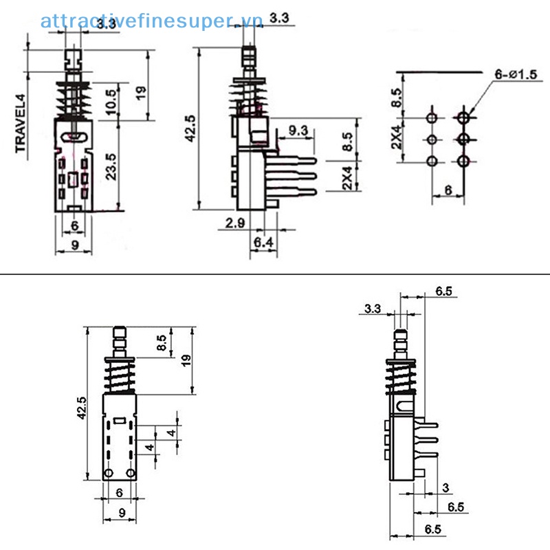 Set 10 Công Tắc Ấn 6 Chốt A03-03 A04 A05 PS42F42