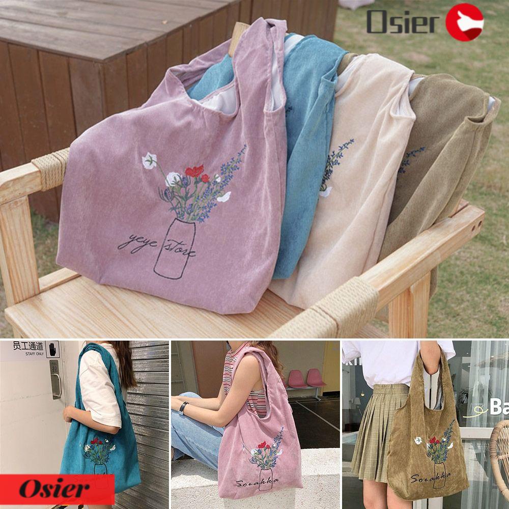 OSIER1 Túi Tote Đeo Vai Bằng Vải Nhung Thoải Mái Sành Điệu