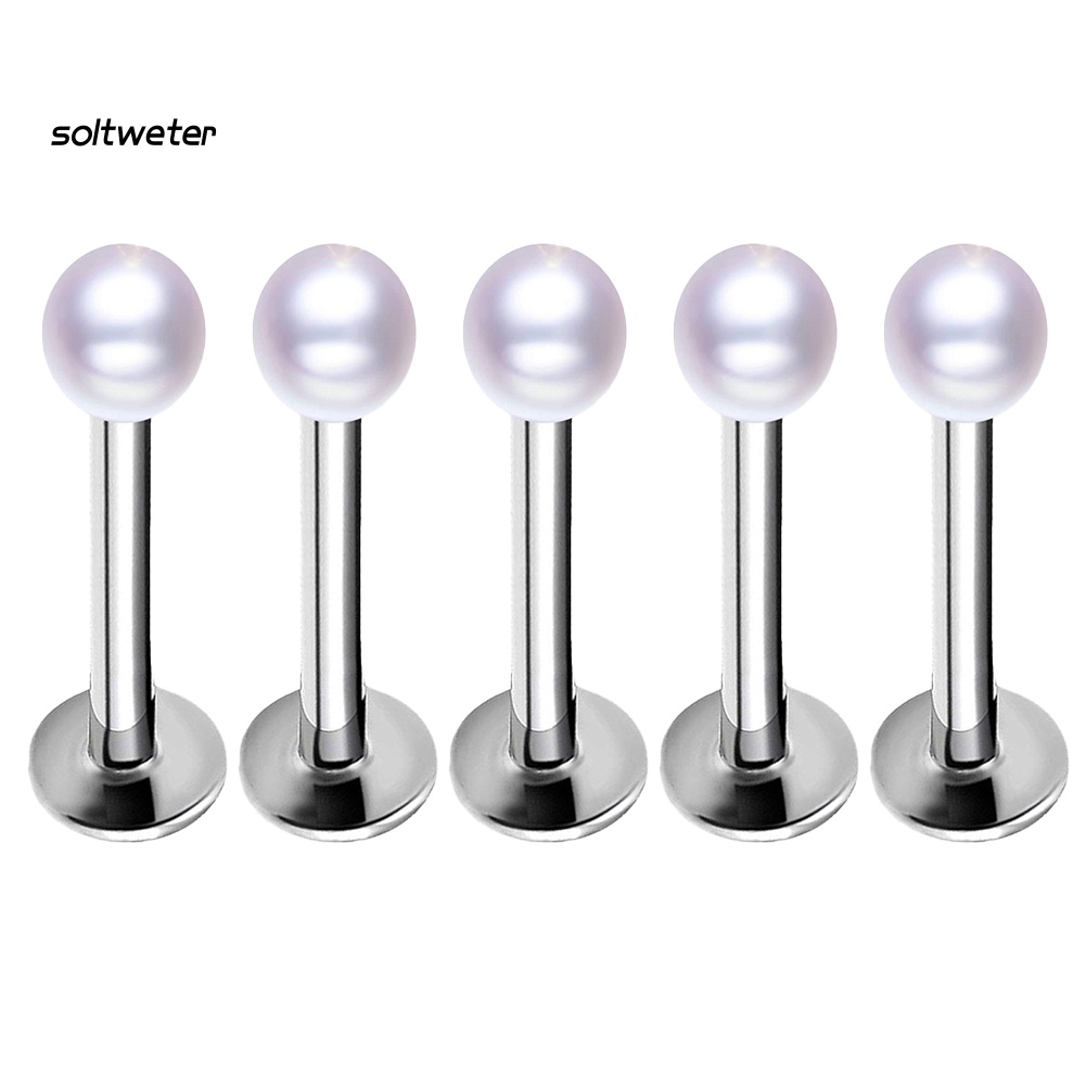 Bộ 5 Khuyên Xỏ Cơ Thể Đính Ngọc Trai Nhân Tạo Thời Trang