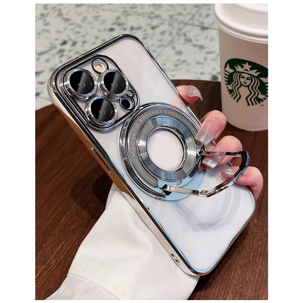 Ốp Điện Thoại Mềm Trong Suốt Chống Rơi Chống Sốc Có Giá Đỡ Từ Tính Cho iPhone 14 13 12 11 Pro Max 14 Plus