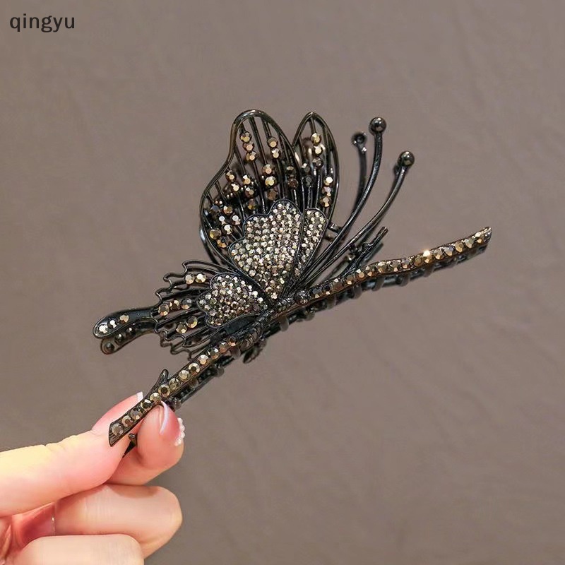 Kẹp Tóc Bướm Đính Đá Phong Cách Retro Thời Trang Mới Cho Nữ