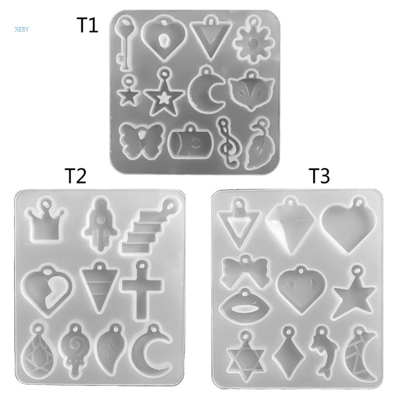 Khuôn Silicone Làm Móc Khóa Hình Mặt Trăng Và Ngôi Sao 3 Ngăn