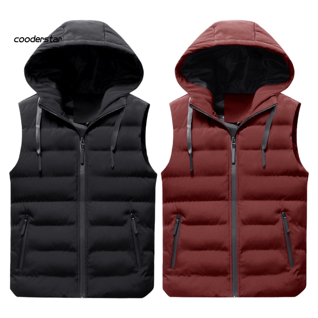 Áo Khoác Phao Sát Nách Có Nón Dáng Ôm Lót Cotton Thời Trang Thu Đông Cho Nam