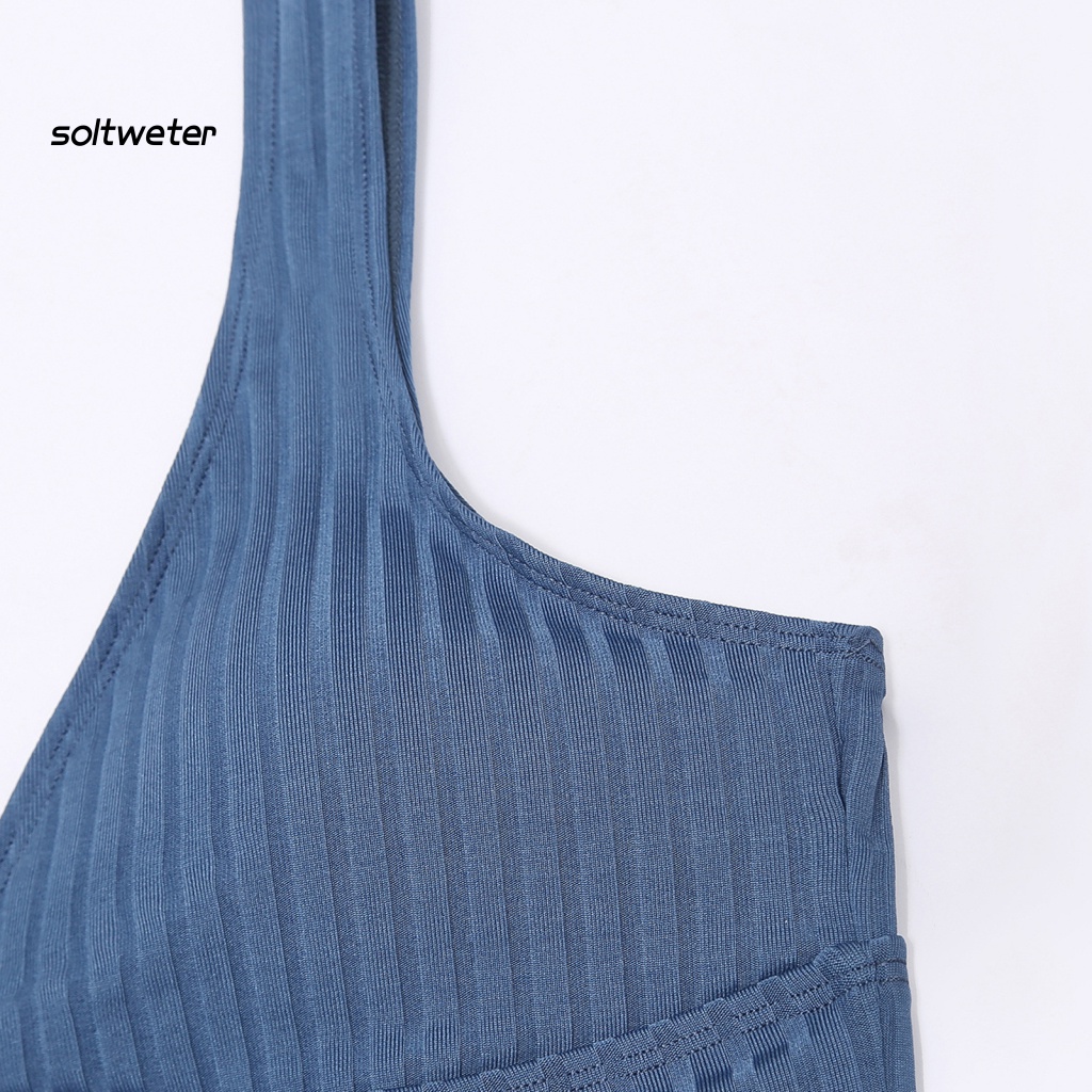 Bộ Đồ Bơi Bikini Hai Mảnh Cổ Chữ V Sâu Màu Trơn Có Gân Và Quần Lót Dành Cho Bạn Nữ Mặc Mùa Hè