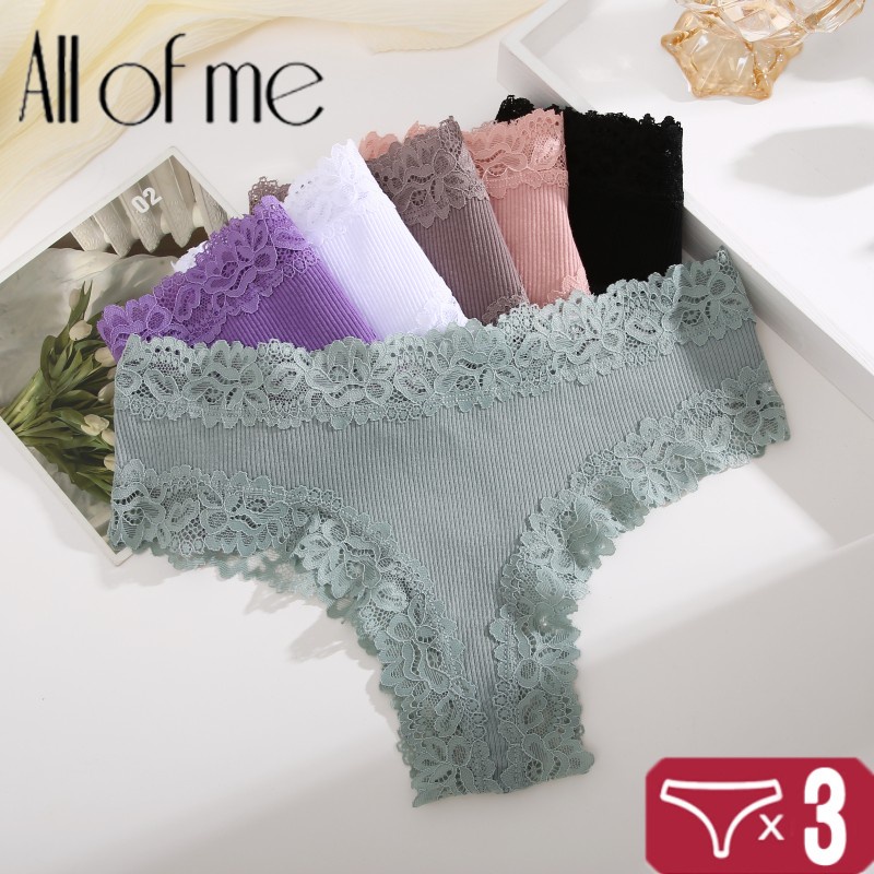Quần Lót Cotton Mềm Mại Lưng Thấp Phối Ren Thoáng Khí Thoải Mái Gợi Cảm Cho Nữ Size S-XL