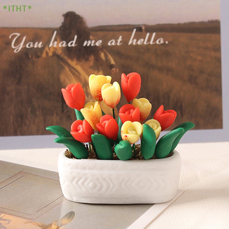 Chậu Hoa Tulip Trang Trí Nhà Búp Bê 1: 12 Mới