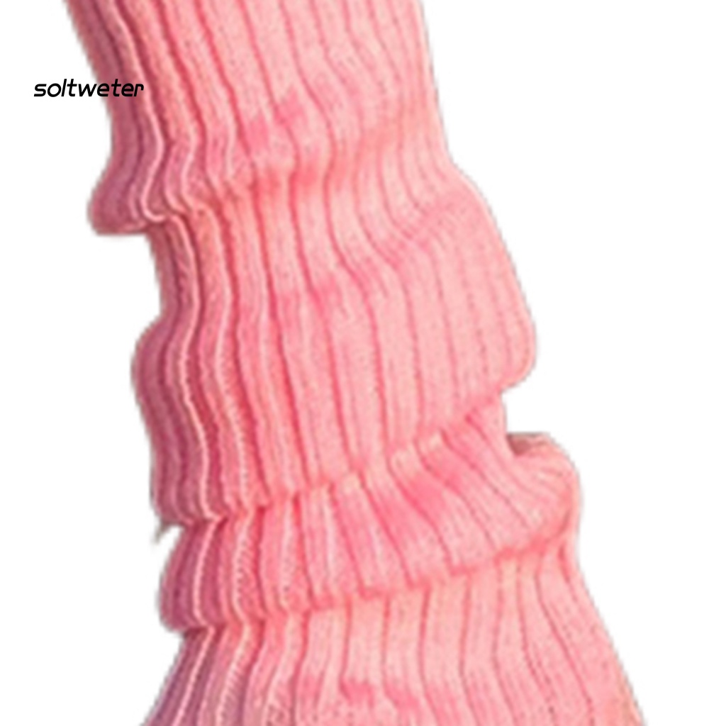 1 Đôi Tất Dệt Kim Dày Giữ Ấm Chân Màu Trơn Phong Cách Lolita Thời Trang Thu Đông Cho Nữ