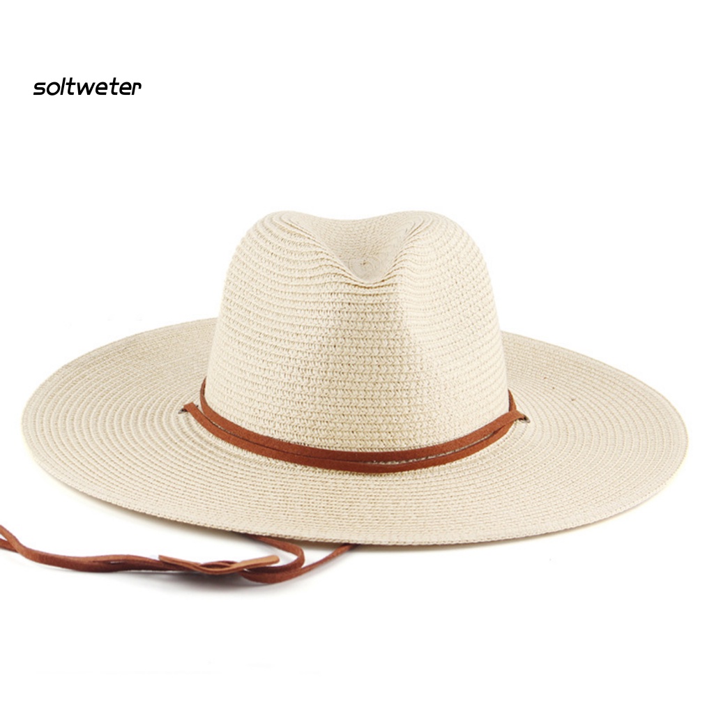 Mũ Cói Rộng Vành Chống Nắng / Gió Màu Trơn Tùy Chỉnh Thời Trang Cho Nam Và Nữ
