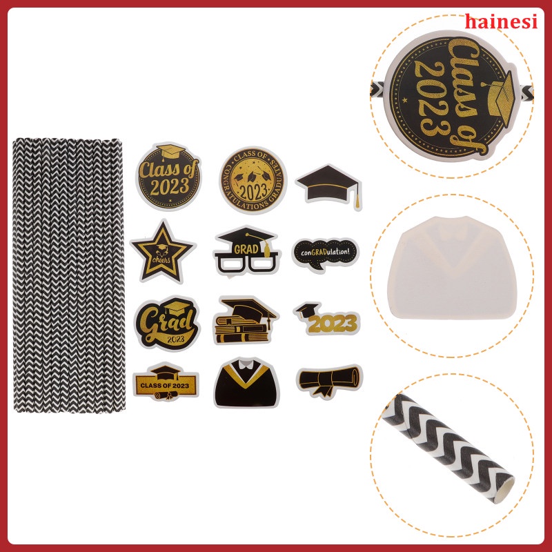 Set 24 Ống Hút Giấy Màu Đen Sử Dụng Một Lần Cho Bé