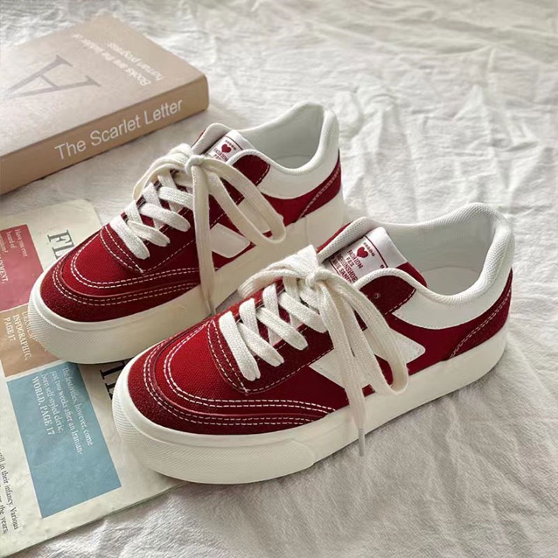 HUAHUA   Giày Thể Thao canvas Màu Trắng Thiết Kế Đơn Giản Thời Trang Cho Nữ