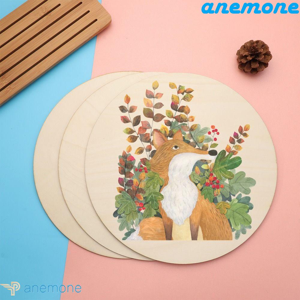 ANEMONE Lát Gỗ Tròn Chạm Khắc Trang Trí Nghệ Thuật / Giáng Sinh / Đám Cưới