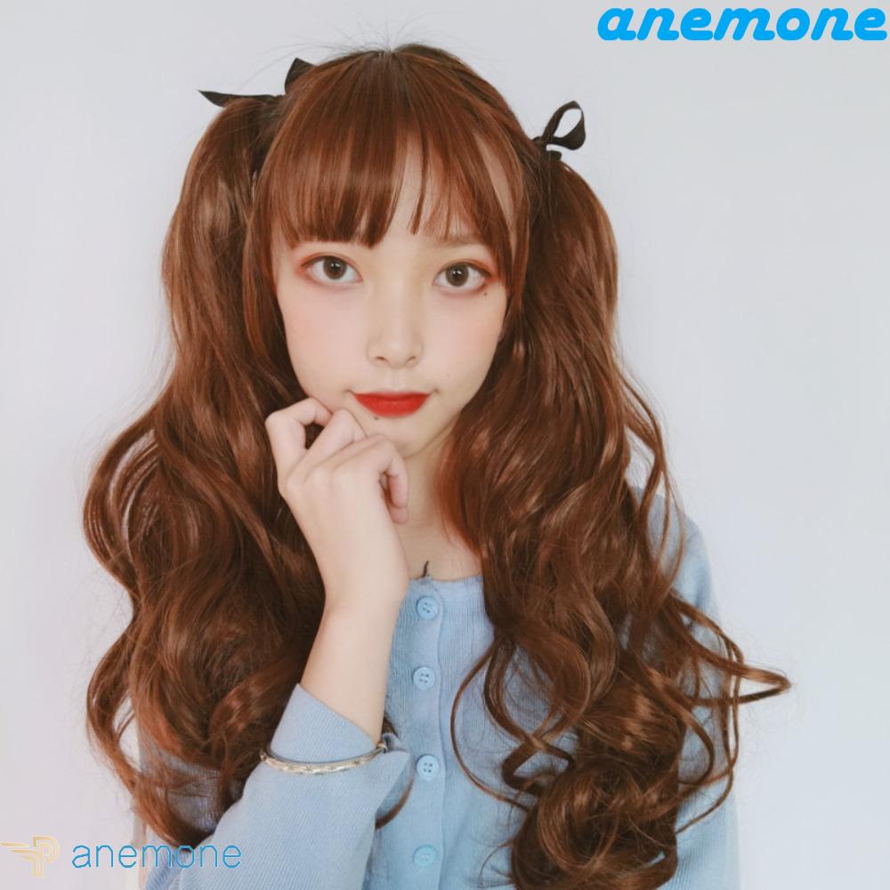 ANEMONE Tóc Giả Dài Xoăn Màu Nâu Tự Nhiên Cách Nhiệt Hóa Trang Cho Nữ
