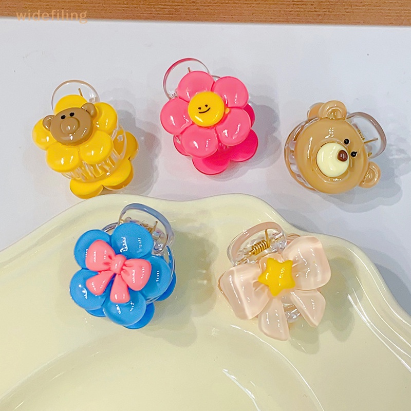 Kẹp Tóc Mini Hình Gấu Hoạt Hình / Bướm / Hoa Xinh Xắn Sáng Tạo Cho Bé Gái