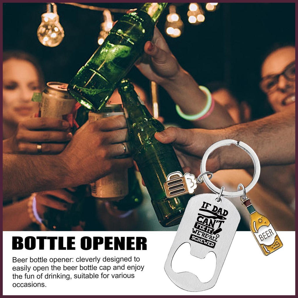 Dụng Cụ Mở Nắp Chai Bằng Thép Không Gỉ Có Móc Khóa Khắc Chữ Dad on Christmas