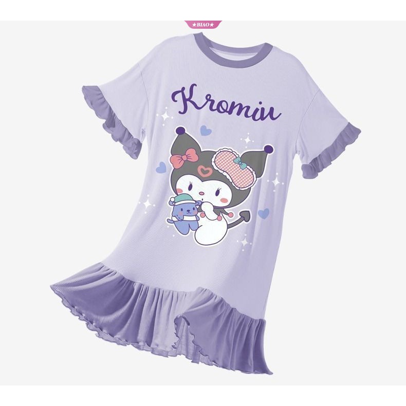 Đầm Ngủ In Hoạt Hình Cinnamoroll Kuromi Dễ Thương Thời Trang Mùa Hè Cho Bé Gái