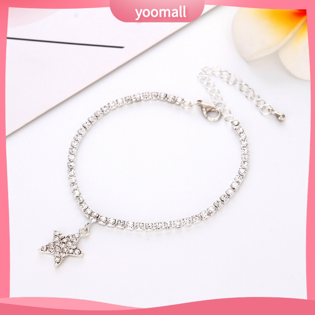 Lắc Chân Hình Ngôi Sao Năm Cánh Đính Đá Có Thể Điều Chỉnh Kích Thước