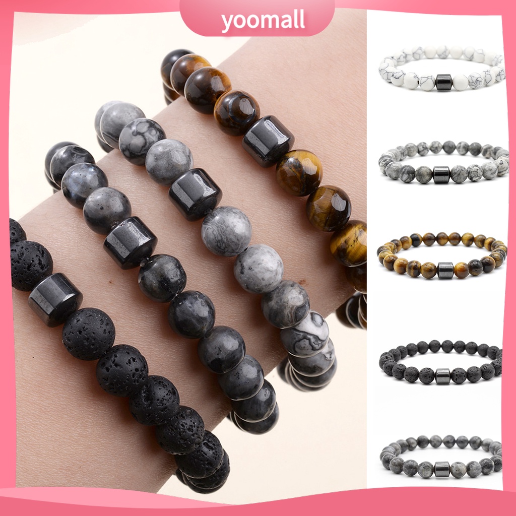 [YM] Vòng Tay Chuỗi Hạt Đá Mắt Hổ Tự Nhiên 8mm Co Giãn Dễ Phối Đồ Giảm Căng Thẳng