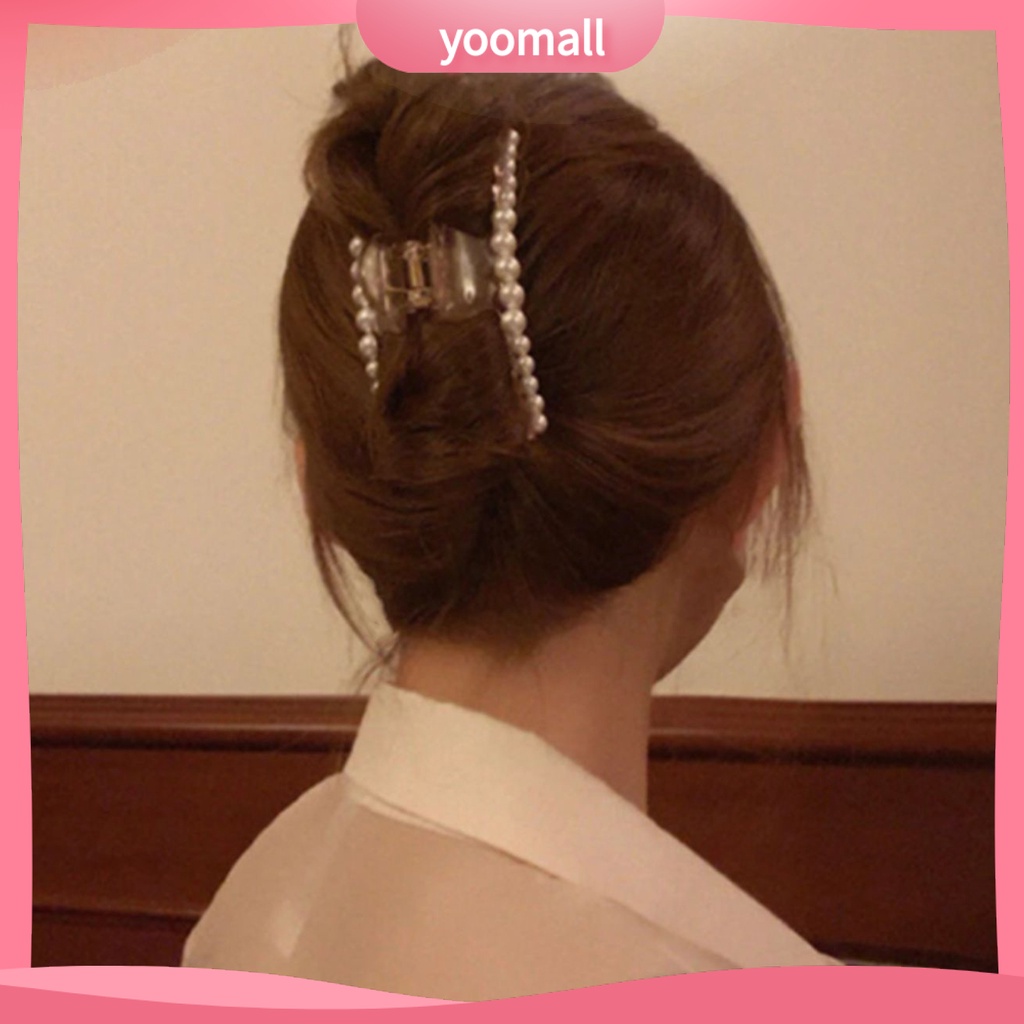 Kẹp Tóc Càng Cua Lớn Bằng Nhựa Đính Ngọc Trai Nhân Tạo Xinh Xắn