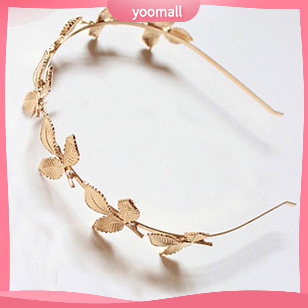 Băng Đô Cài Tóc Bằng Hợp Kim Hình Chiếc Lá Màu Vàng Thời Trang Cho Nữ