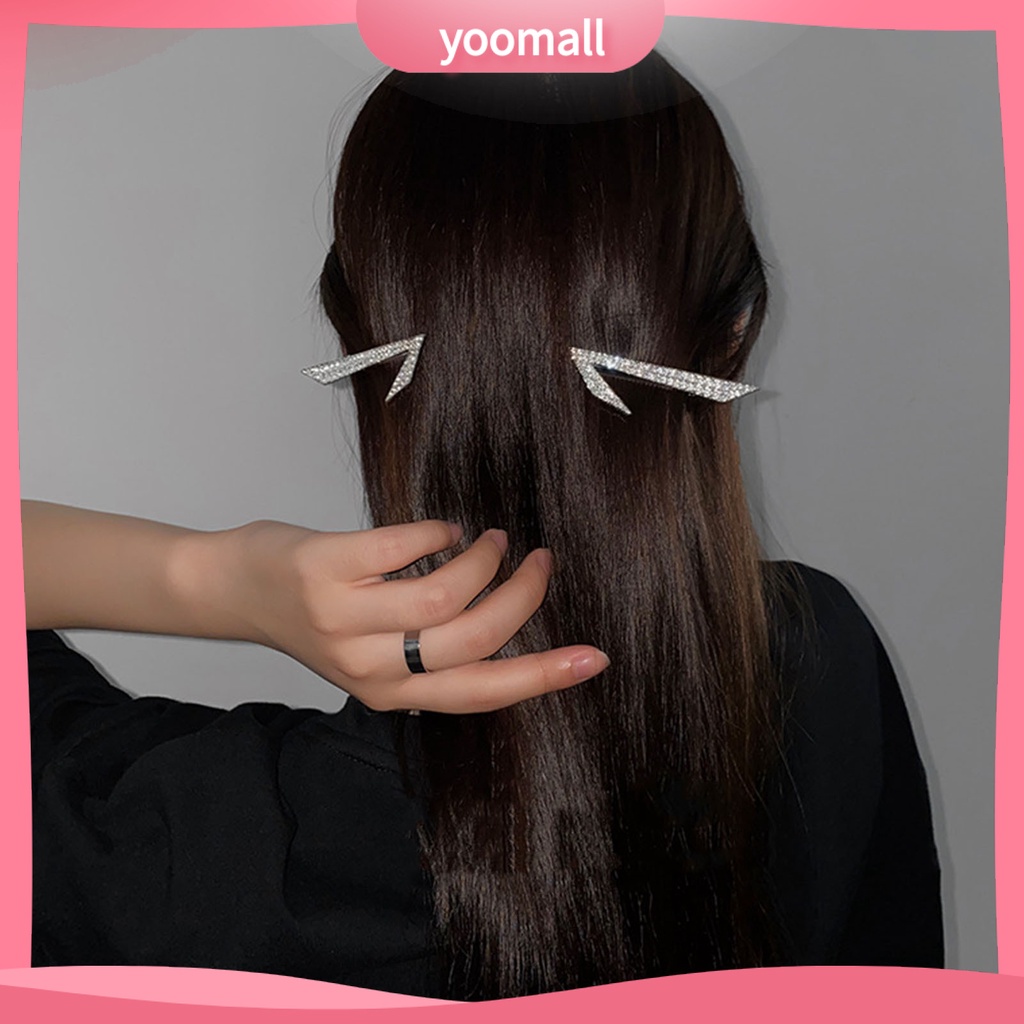 1 Cặp Kẹp Tóc Kim Loại Đính Đá Chống Trượt Kiểu Dáng Thời Trang