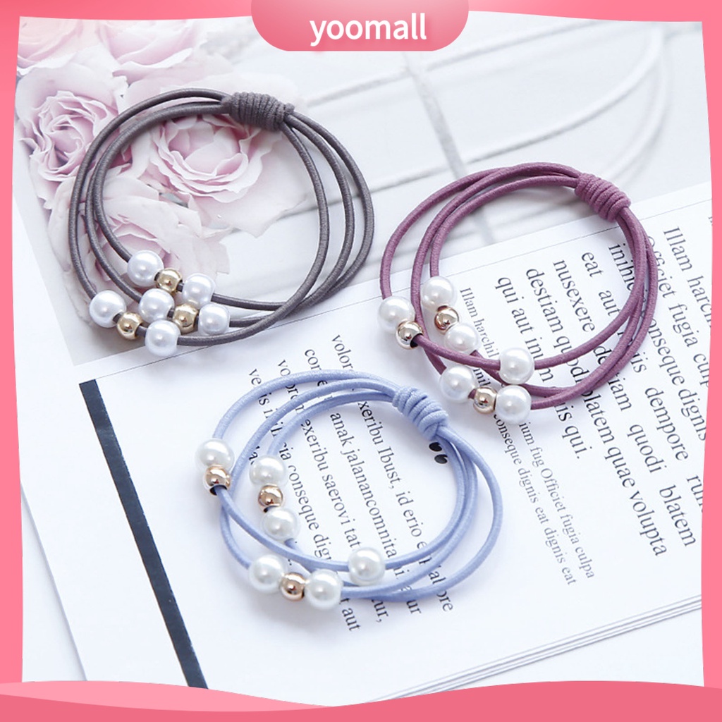 Dây Cột Tóc Cao Su Co Giãn Đính Ngọc Trai Giả Nhiều Lớp