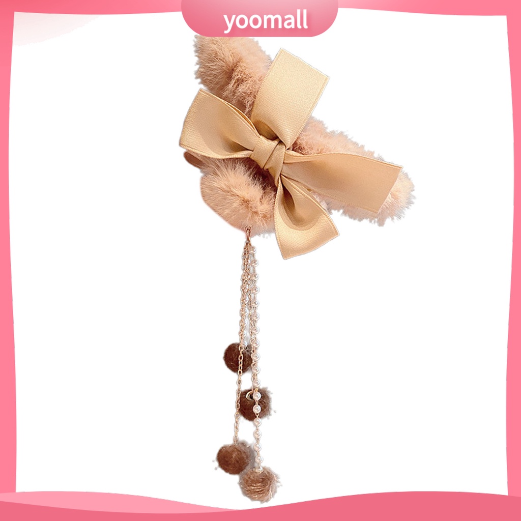 Kẹp Tóc Hình Bướm Đính Ngọc Trai Giả Dáng Dài Phối Tua Rua Dễ Thương Phong Cách Hàn Quốc