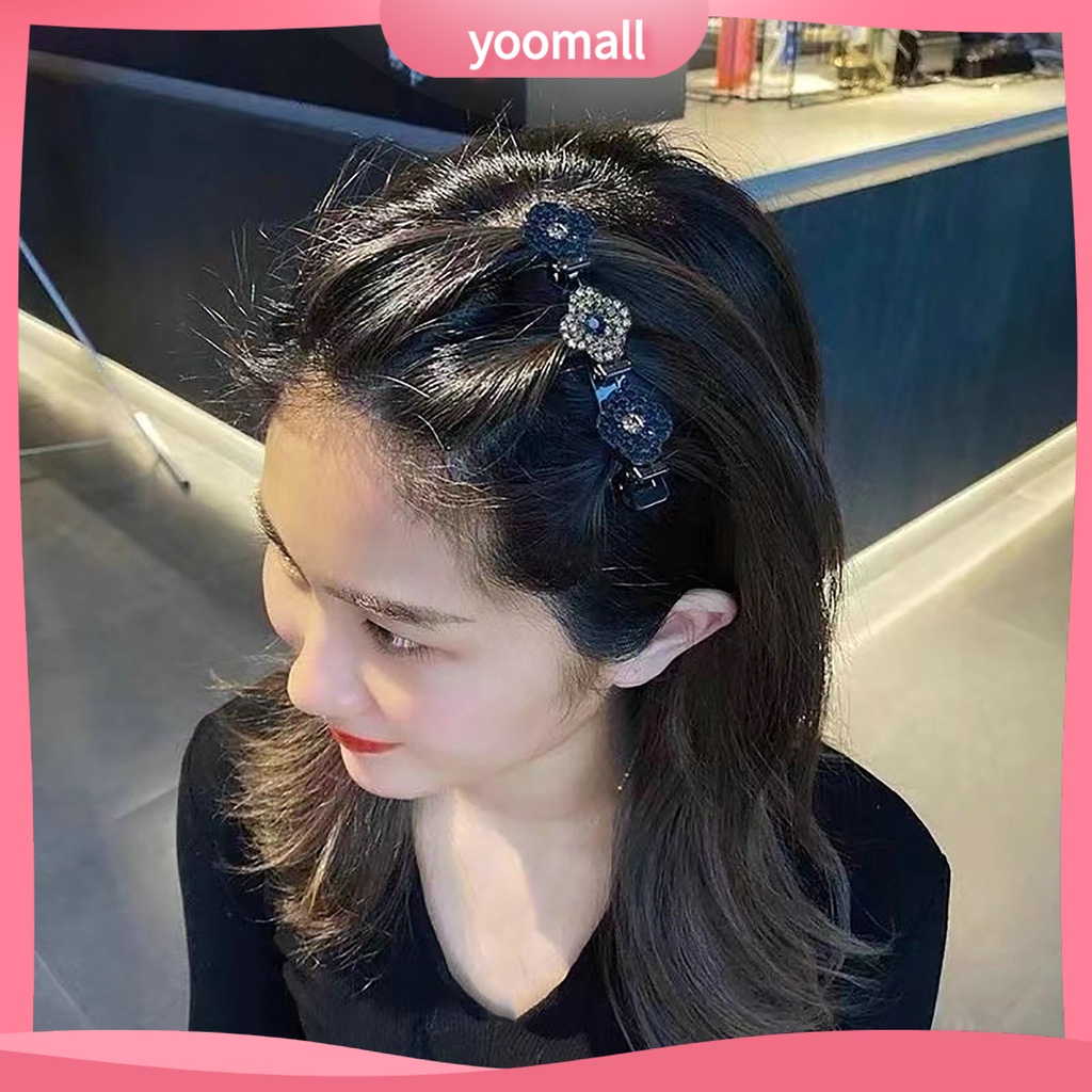 Bộ 4 Kẹp Tóc Hình Hoa Đính Đá Lấp Lánh Chống Trượt Thời Trang Cho Nữ