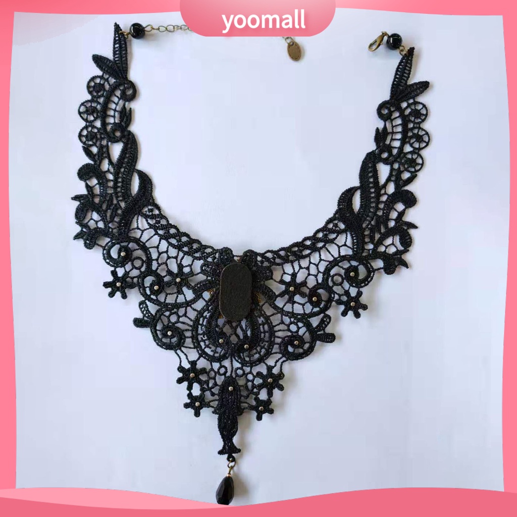 Vòng Cổ Choker Ren Màu Đen Đính Hạt Rỗng Tùy Chỉnh Thời Trang Dự Tiệc Cho Nữ