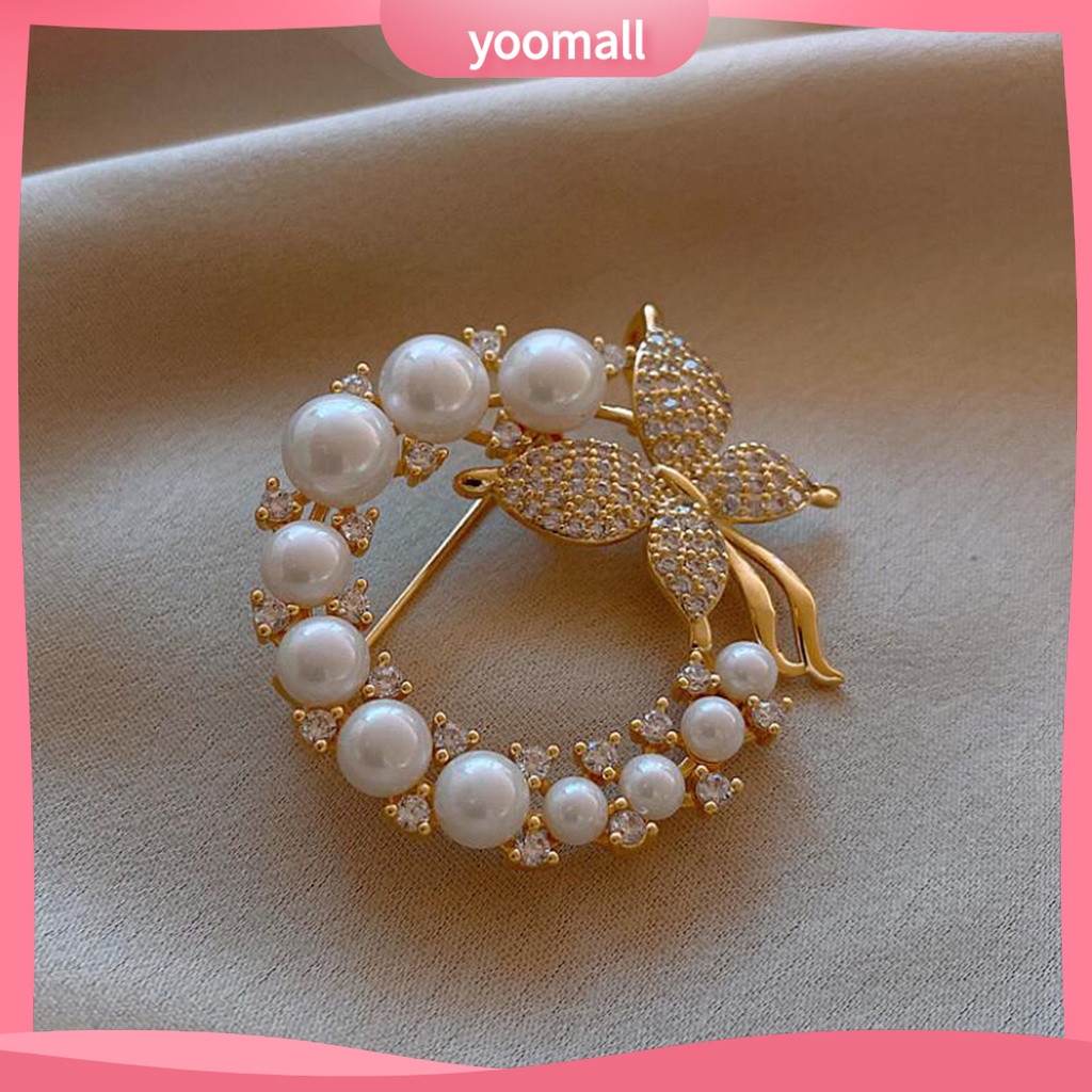 Ghim Cài Áo Hình Bướm Đính Ngọc Trai Nhân Tạo Thời Trang