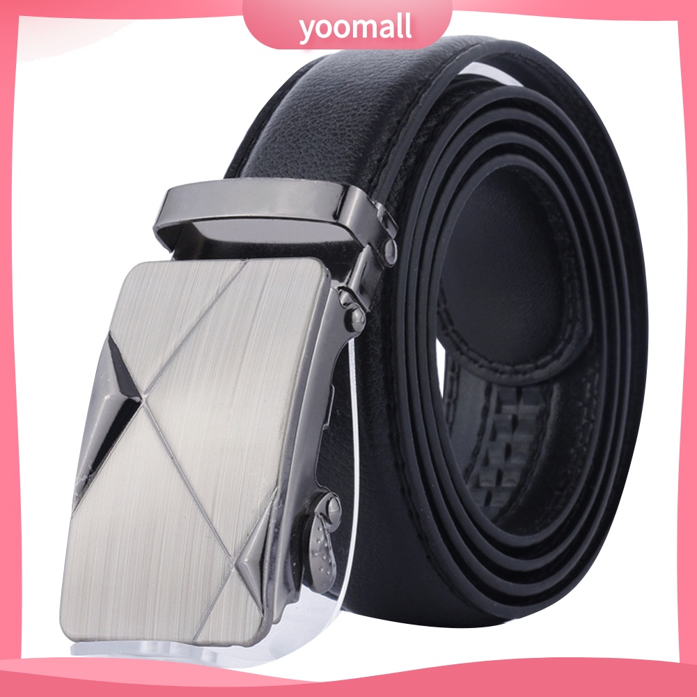 Thắt Lưng Giả Da Màu Trơn Khóa Kim Loại Thời Trang Cho Nam