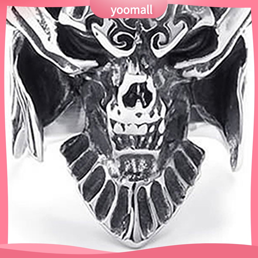 Nhẫn Thép Không Gỉ Hình Đầu Lâu Chiến Binh Thời Trang Punk Gothic Cho Nam