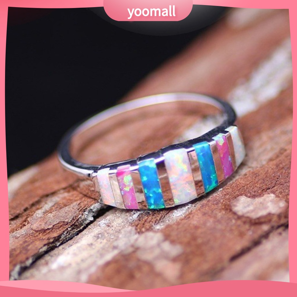 Nhẫn Đính Đá Opal Nhân Tạo Nhiều Màu Thời Trang Cho Nữ