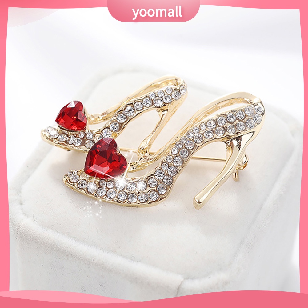 Ghim Cài Áo Hình Giày Cao Gót / Trái Tim Đính Đá Thời Trang Cho Nữ