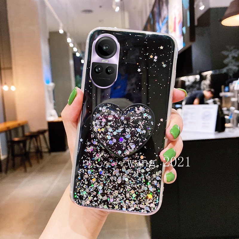 Ốp Điện Thoại Mềm Hình Ngôi Sao Lấp Lánh Có Giá Đỡ Cho OPPO Reno10 Reno10 Pro + Plus 5G 2023 OPPOReno10 Pro 5G