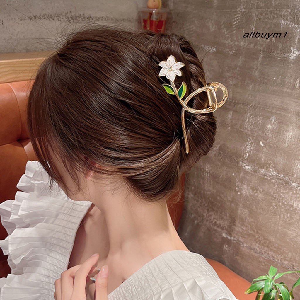 Kẹp Tóc Dạng Móng Vuốt Đàn Hồi Mạnh Mẽ Hình Hoa Bằng Hợp Kim Chống Rơi Trang Trí Tóc Tiệc Cưới Dành Cho Nữ