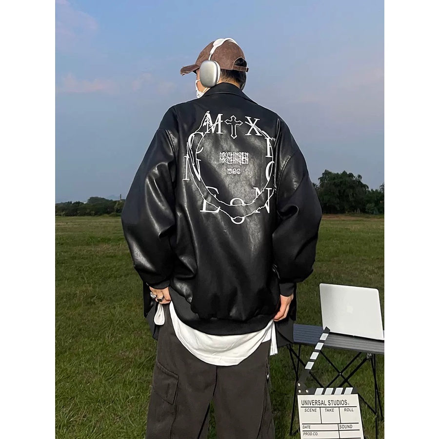 Áo Khoác Bóng Chày Bằng Da Phong Cách Hip Hop Đường Phố Mỹ Cổ Điển Hợp Thời Trang Cho Nữ