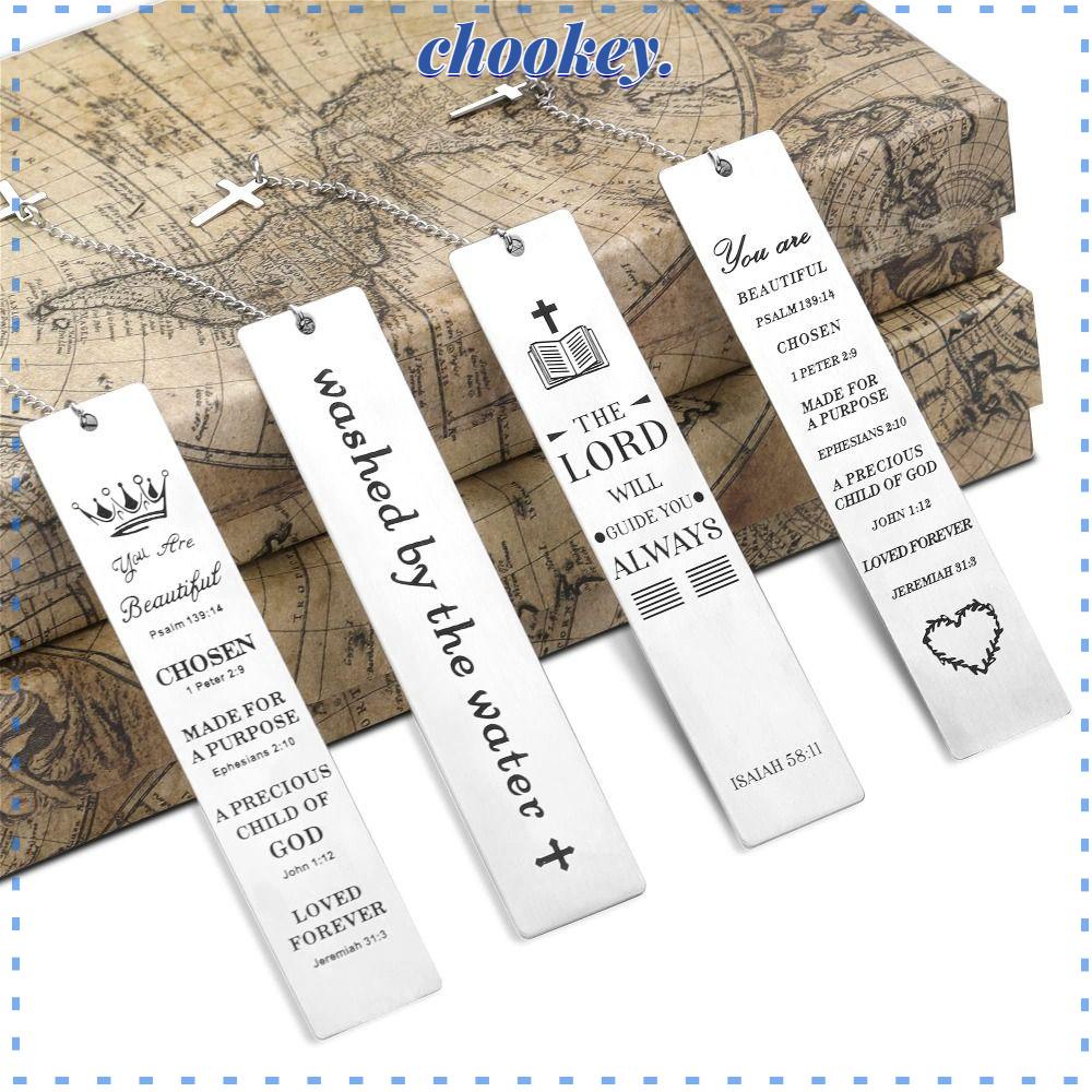 CHOOKEY Set 4 Thẻ Đánh Dấu Trang Sách Bằng Thép Không Gỉ Cho Nam Nữ