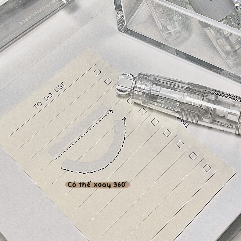 Bút xóa kéo bấm có lõi thay xoay 360 độ Natural Color phiên bản tối giản